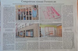 Artikel "Computeum nimmt Formen an" im Vilshofener Anzeiger vom 7.5.19